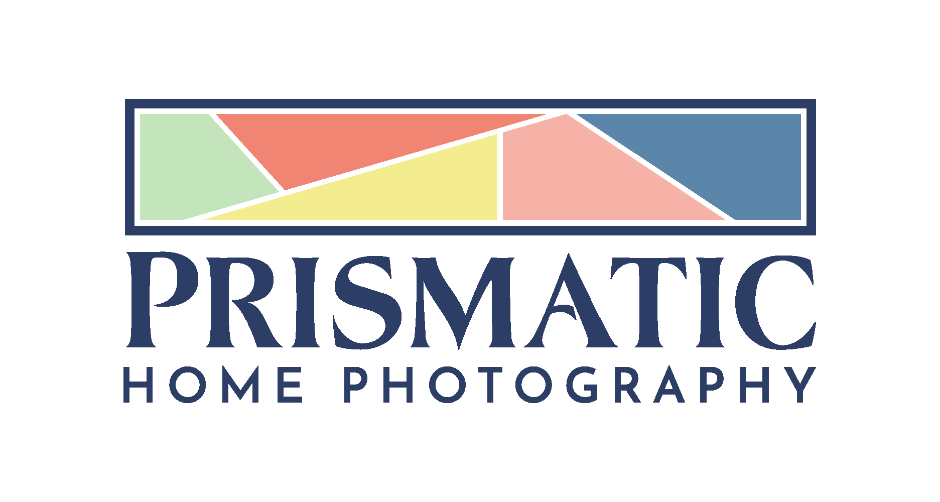 Prismatic Home Photography logo featuring a geometric prism design with soft pastel colors and bold serif text.